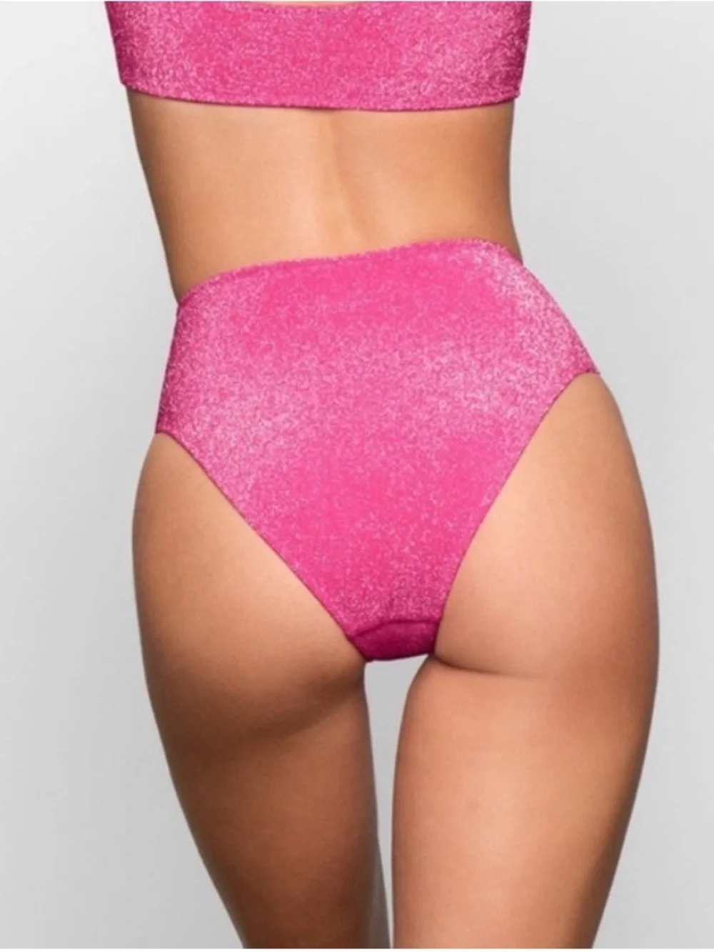 Skims Pink Sparkle mid rise bikini